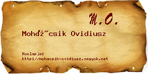 Mohácsik Ovidiusz névjegykártya